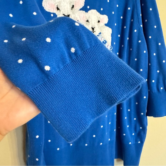Lands End Polka Dot Lamb Thick Supima Cotton Knit Sweater Top Sz 2X Holiday Lamb - Picture 8 of 15